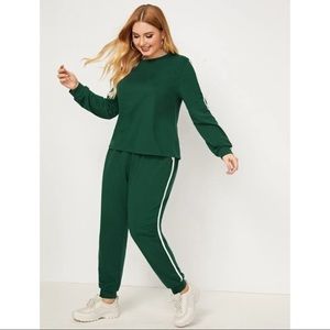 Side Striped Tape Pullover & Sweatpants Set